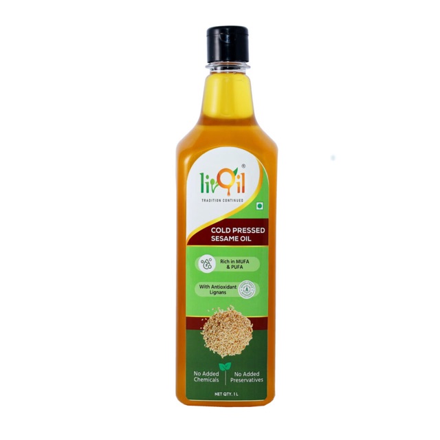 LivOil cold pressed sesame oil bottle